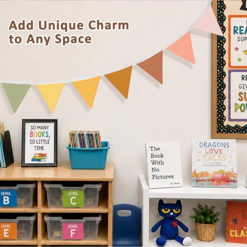 Boho Nursery Wall Art Decor Banner Colorful Garland Flags - Image 4