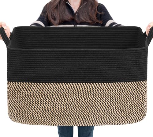 Goodpick 75L Extra Large Woven Blanket Basket by Goodpick