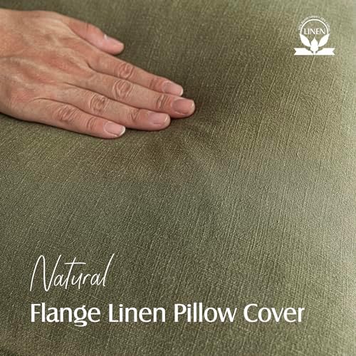 Foindtower Linen Solid Decorative Throw Pillow Covers 20x20 Olive Green - Image 2