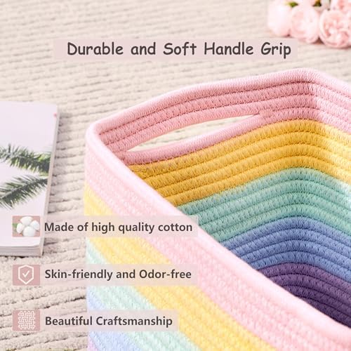 Rainbow Rope Basket for Shelves Storage Bins for Toys 4 Pack - Image 4