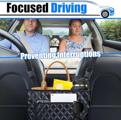BFXM Car Purse Holder Between Seats, Leather Front Seat Car Organizer - Image 3