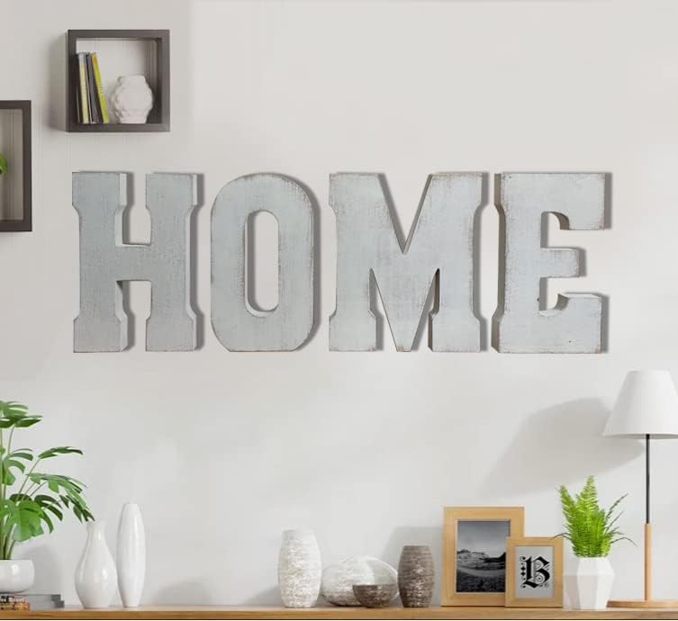 ABELOTS Large Wood Letter Distressed White Wash Alphabet Wall Décor Monogram - Image 5