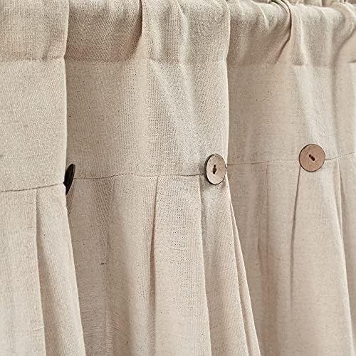 Lush Decor Linen Button Farmhouse Valance Curtians Dark Linen, Valances - Image 3