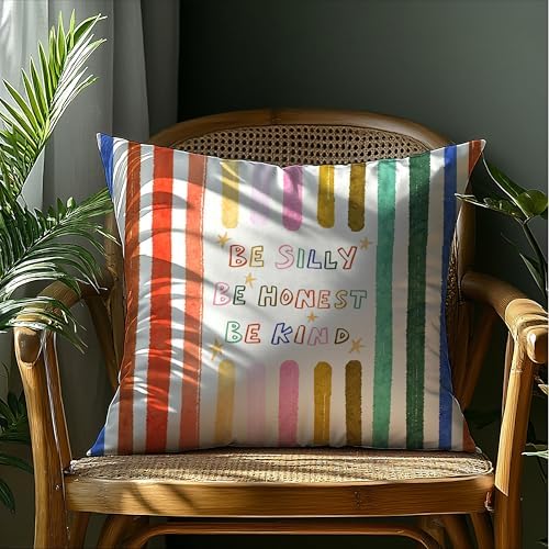 Be Silly Be Honest Be Kind Colorful Pillow Cover 20x12, Boho Playroom - Image 4