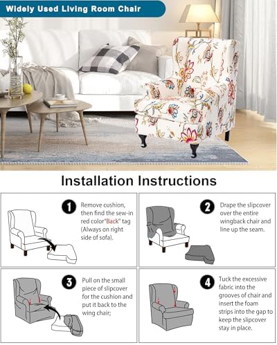 CRFATOP Wingback Chair Covers Wing Armchair Slipcovers - Image 6