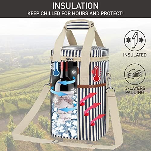 opux Insulated Wine Cooler Bag, Leakproof 4 Bottle Tote Carrier - Image 2