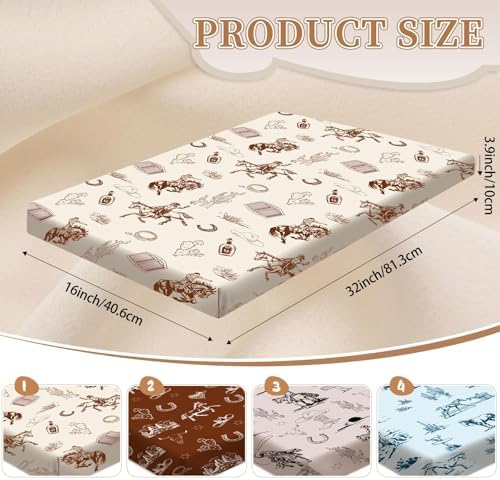 4 Pack Vintage Western Cowboy Bassinet Sheets - Image 2