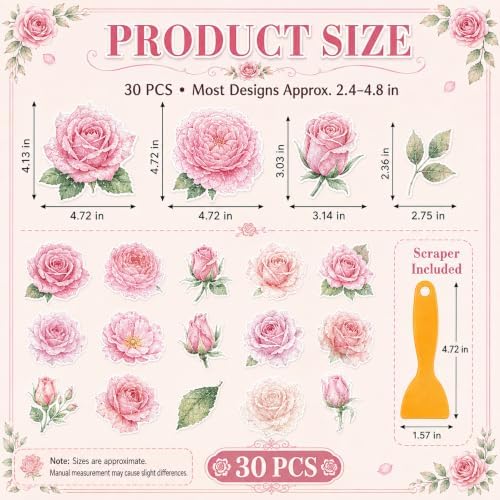 Fullhawl 30 Pcs Rose Non Slip Shower Stickers, Bathtub Safety - Image 2