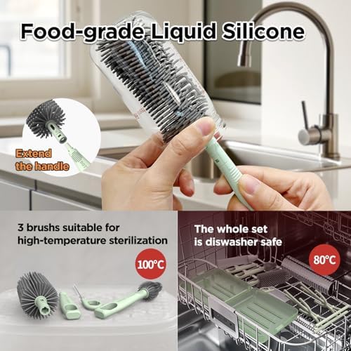 YOTIME Travel Bottle Brush Set, Foldable Drying Rack - Image 5