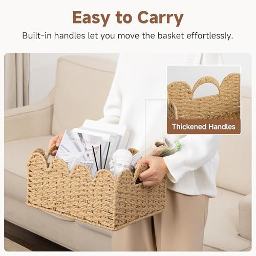 StorageWorks Scalloped Wicker Basket, Large Baskets - Image 4