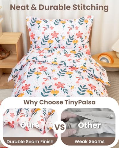 TinyPalsa 4-Piece Toddler Bedding Set, Toddler Bed Comforter Set - Image 5