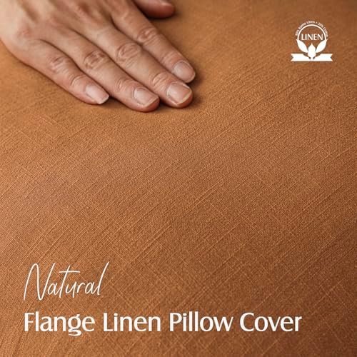 Foindtower Linen Solid Decorative Throw Pillow Covers 26x26 Autumn Orange - Image 2