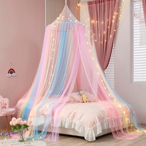 Rainbow Bed Canopy with Lights - Image 3