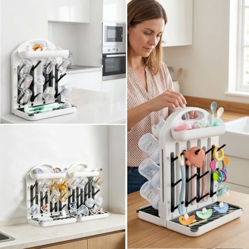Baby Bottle Drying Rack 2 Pack, 24-Hook Modular Vertical Bottle Drying Rack - Image 2