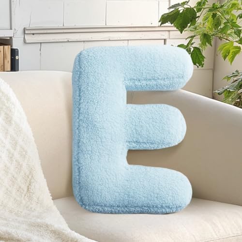 Light Blue Letter Pillow Soft Couch Decorative Alphabet Cushion by huraty