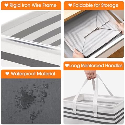 3 Pack Large Laundry Baskets, Laundry Hampers, Freestanding Waterproof - Image 3