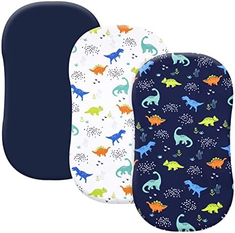 PHF 3 Pack Soft Bassinet Sheets, Dinosaur Breathable Comfy Cradle Sheets by PHF