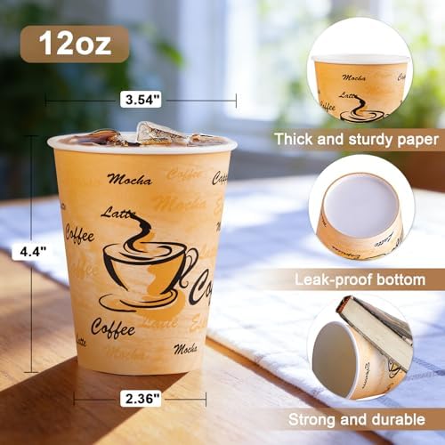 Lamosi 180 Pack 12 oz Coffee Cups, Disposable Paper Cups No Lids - Image 2