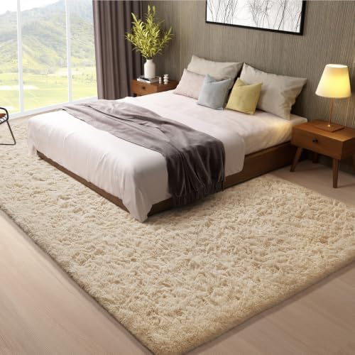 Ophanie 8x10 Beige Area Rugs for Living Room, Large Shag Bedroom Carpet - Image 3