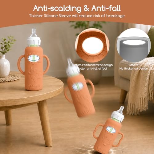 4 Pack Silicone Sleeves for Dr. Brown's Glass Baby Bottles -Drop Protection - Image 7