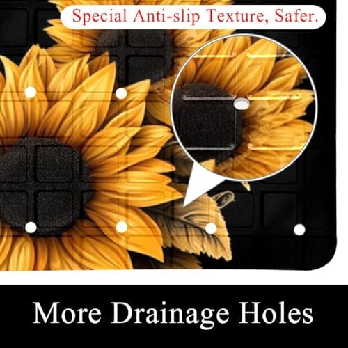 Bathtub Mat Non Slip 26.8x15.1In, Butterfly Sunflowers Bath Mat - Image 2