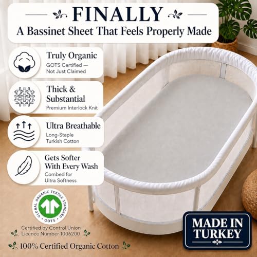 2-Pack GOTS 100% Organic Cotton Bassinet Sheets - Image 5