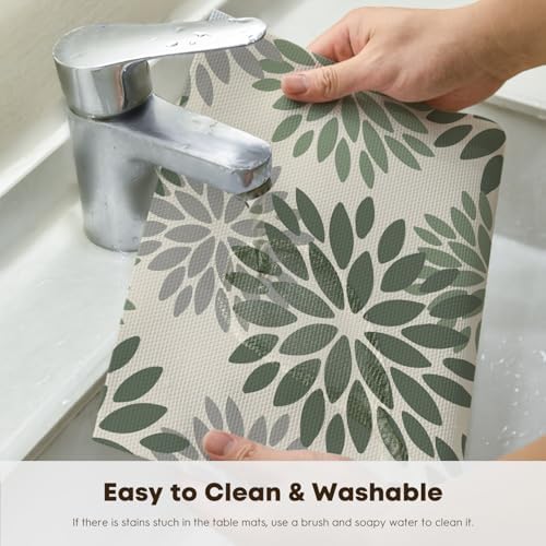 Artoid Mode Floral Vinyl Placemats Set of 4, 12x18 Inch Thanksgiving Washable - Image 4