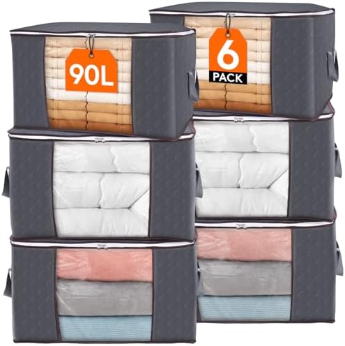 Lifewit 90L Large Storage Bags, 6 Pack Closet Organizers and Storage, Clothes by Lifewit