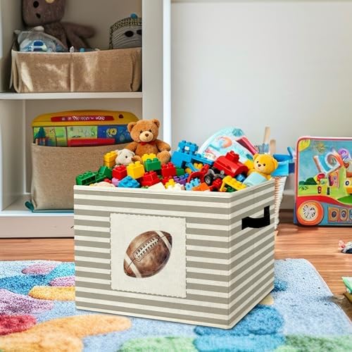 Rustic Football Storage Bins Boxes Handles - Image 2