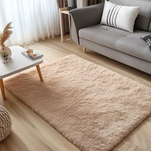 OLANLY 3x5 Machine Washable Small Bedside Rug, Soft Fluffy Shaggy Rugs - Image 3