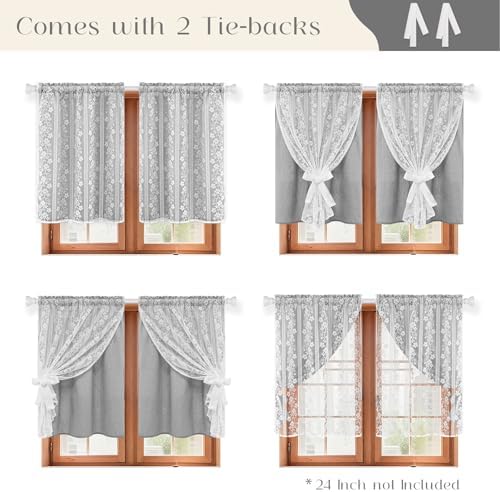 ASPMIZ Linen Kitchen Curtains 36 Inch Length, Double Layered Window Curtain 2 - Image 3