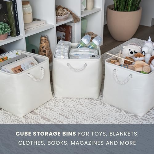 OrganiHaus 13x13 Cube Storage Bins, Rope Handles - Image 5