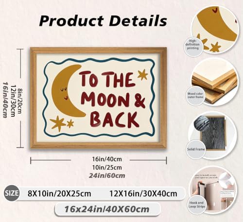 Framed To The Moon and Back Nursery Wall Art Cute Moon and Stars Wall Decor - Image 4