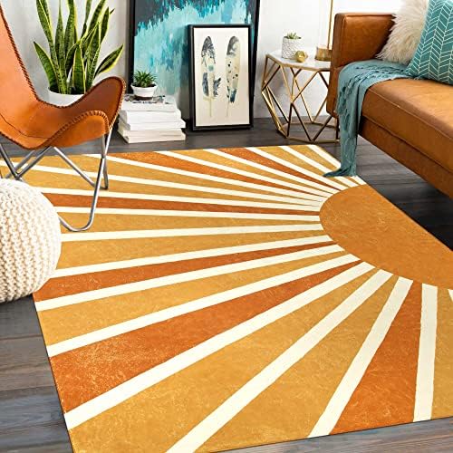 Lahome Yellow Rainbow Sun Washable Area Rug 6x9 by Lahome