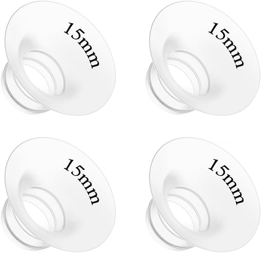 4Pcs Flange Insert 15mm Compatible with Momcozy M5/M9/M6/V2 Pro/V2 pro/S12 Pro/S9 Pro/Spectra/Medela/eufy/Elvie/Lansinoh/Paruu P10 Breast Pump,and Most 24mm Shields