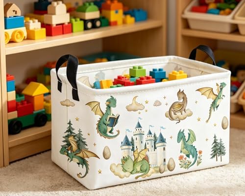 Essme Rectangular Kids Baskets, Dinosaur Storage Box, Cute Basket - Image 5