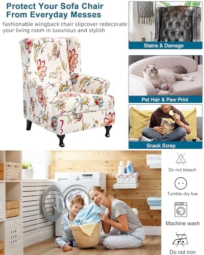 CRFATOP Wingback Chair Covers Wing Armchair Slipcovers - Image 5