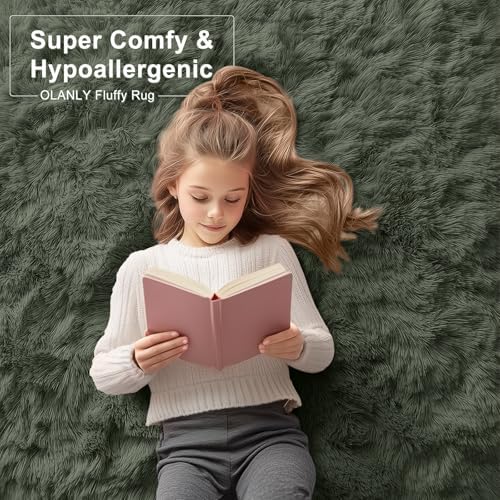 OLANLY Area Rugs for Living Room Bedroom, Machine Washable 4x5.9 ft Soft Fluffy - Image 7