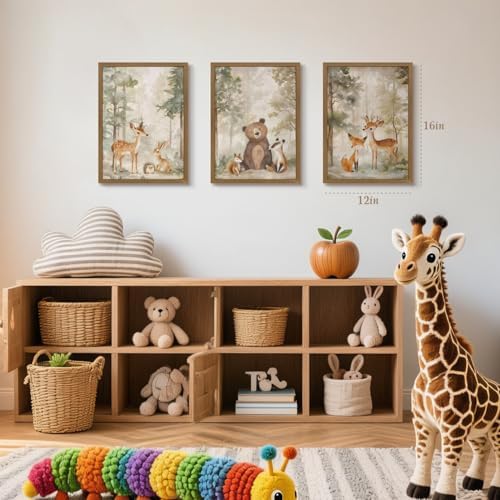 Clicyre Woodland Nursery Wall Decor, Forest Animal Canvas Wall Art 16x24 In - Image 5