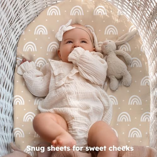 Baby Bassinet Sheets, 3 Pack Fitted Bassinet Mattress Sheets, Compatible - Image 3