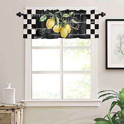 Valance Curtains for Kitchen Window, Summer Tropical Lemon Rod Pocket Valances - Image 3
