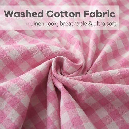 2 Pack Pink White Gingham Ruffle Throw Pillow Covers 18''x18'' - Image 6
