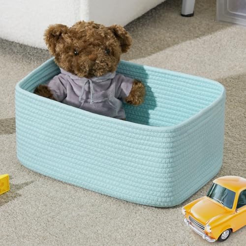 3 Pack Small Storage Baskets for Organizing, 11.8×7.8×5.1", Light Blue - Image 2