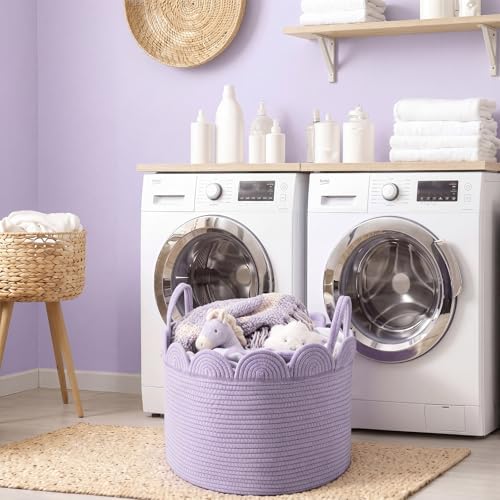 LemonRoad Round Woven Basket Lavendor Purple - Image 6