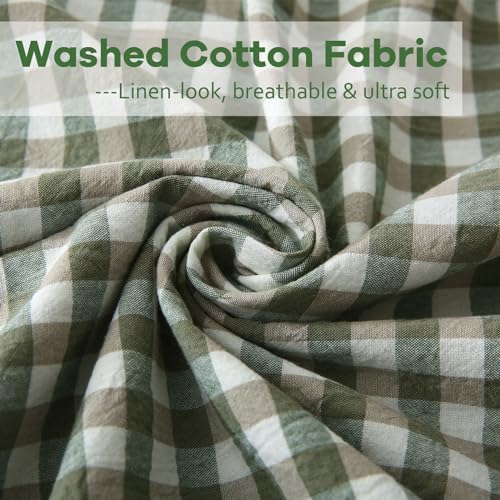 2 Pack Sage Green Gingham Euro Shams Pillow Covers 26''x26'' - Image 6