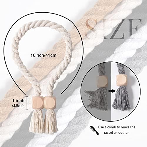 NICEEC 2 Pack Wooden Cube Magnetic Curtain Tiebacks Boho Home Decor Drape Tie - Image 4