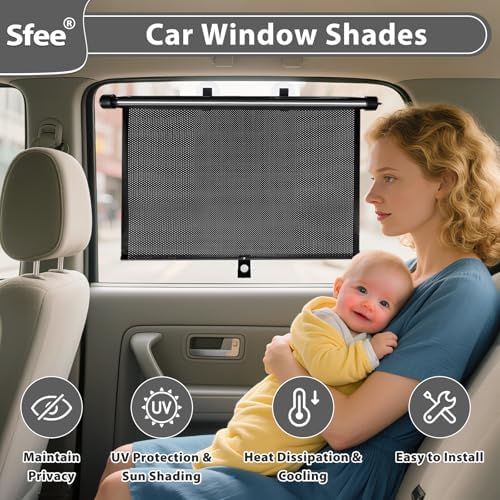 Sfee Car Window Shades for Baby-2 Pack Retractable Side Window Car Sun Shade - Image 2