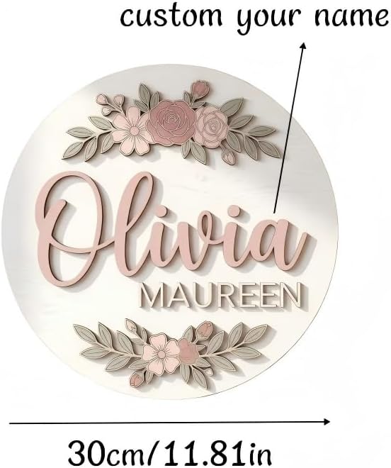 Personalized Floral Wooden Name Sign - Image 2