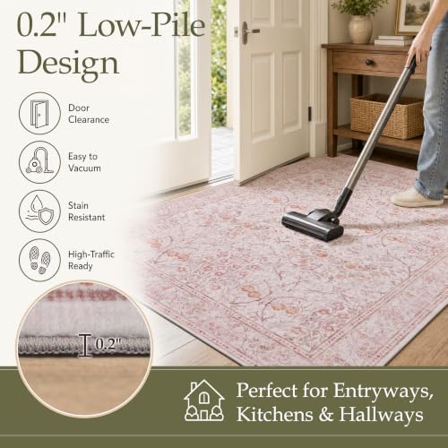 JOLLYVOGUE Runner Rug, 2x8 Washable Vintage Floral Rug - Image 6