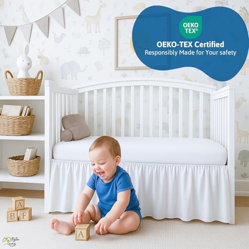 Cottignton Lane Ruffled Crib Bed Skirt, Soft Nursery Bedding in 100% Natural - Image 2